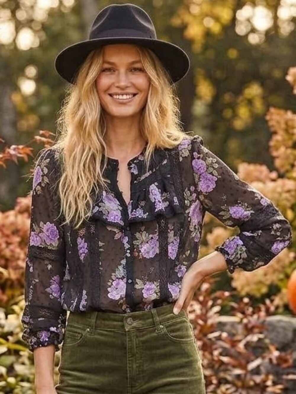 LoveShackFancy XS Sheer Floral Lace Dot Ruffle Blouse Black Lilac